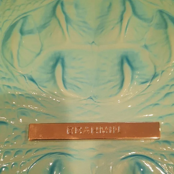 Brahmin Aqua Crocodile Embossed Shoulder Bag - Picture 2 of 5